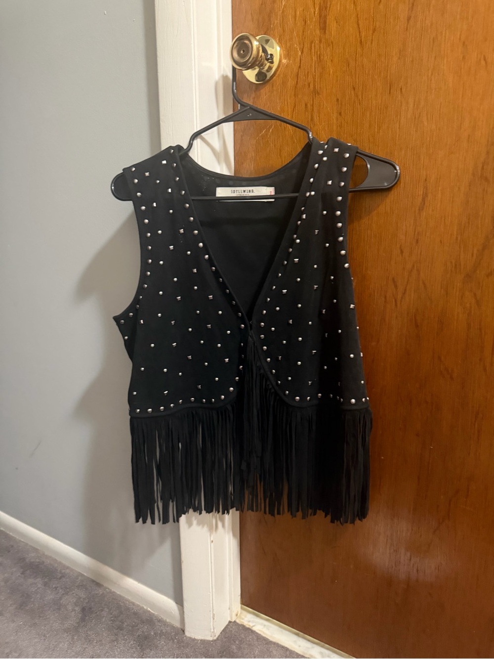 Idyllwind Miranda Lambert Black Studded Fringe Vest Size Large Western Boho